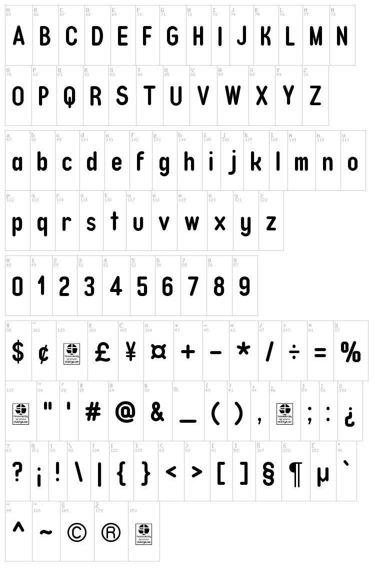 Typo Quik font map